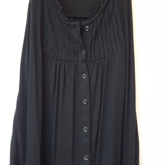 Merona Black button-down tank top with pleats Loose Relaxed Drape Like New - Picture 1 of 13